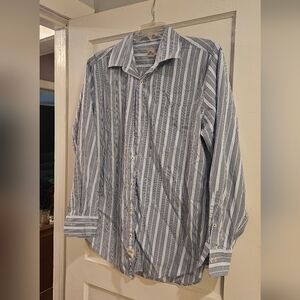 Peter Millar Classic Men's Blue Stripe Button-Down Shirt Size Large